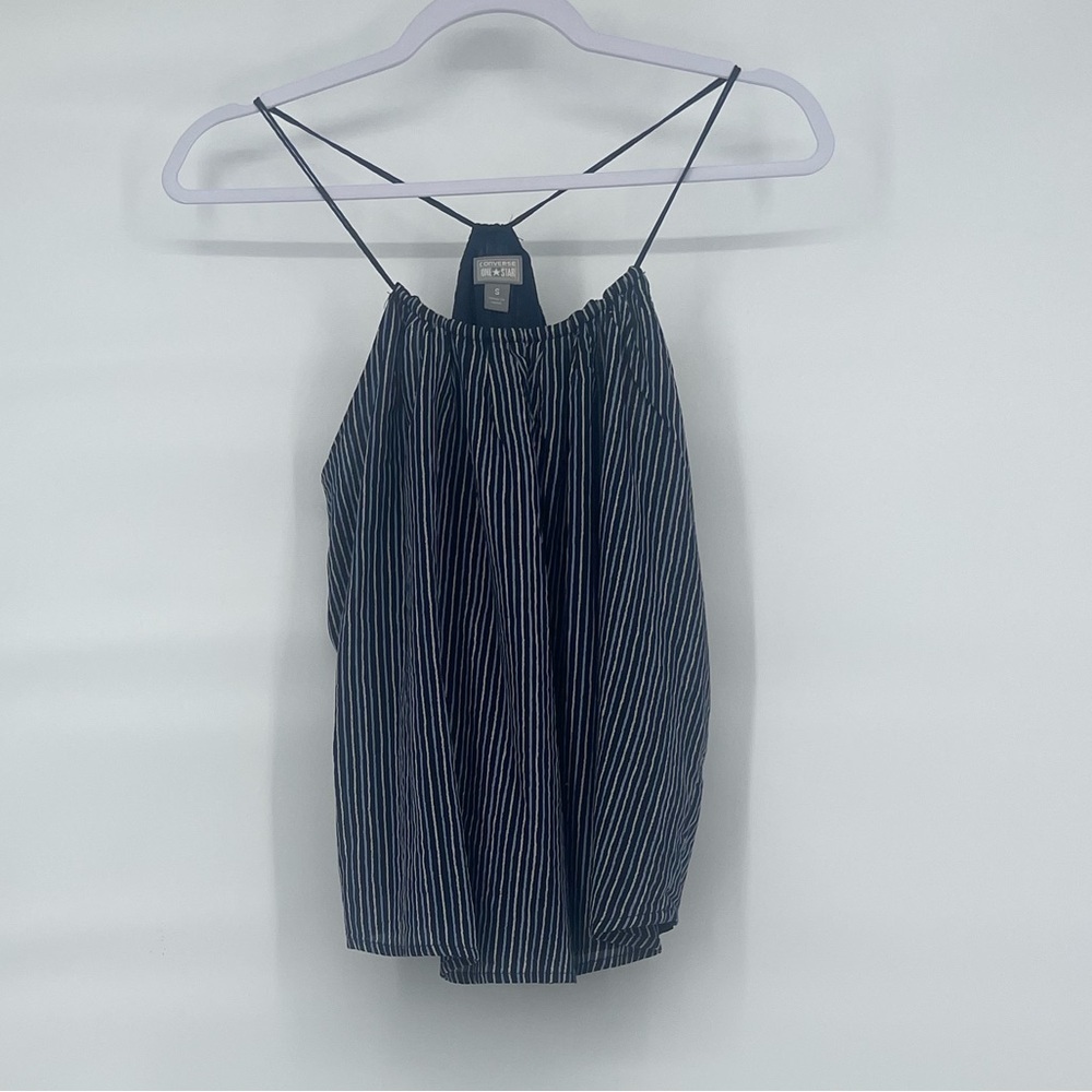 Converse one star navy white stripe cotton tank blouse